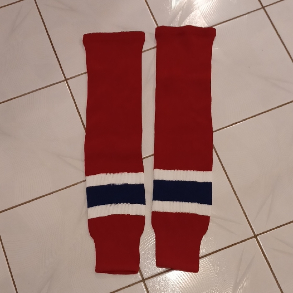 4/$40 New CCM Red, White & Blue Hockey Socks - Adult O/S